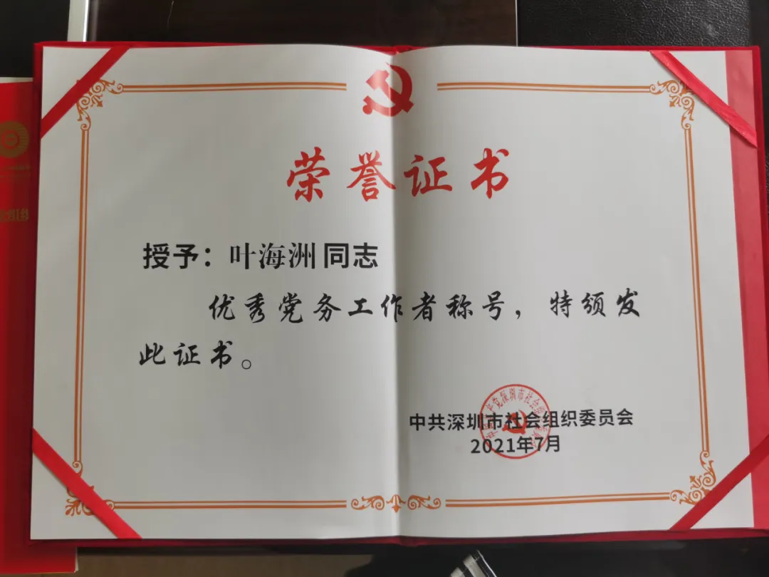 先进风采 | 恭喜中共深圳财税服务行业协会党支部书记叶海洲同志被评为“优秀党务工作者”